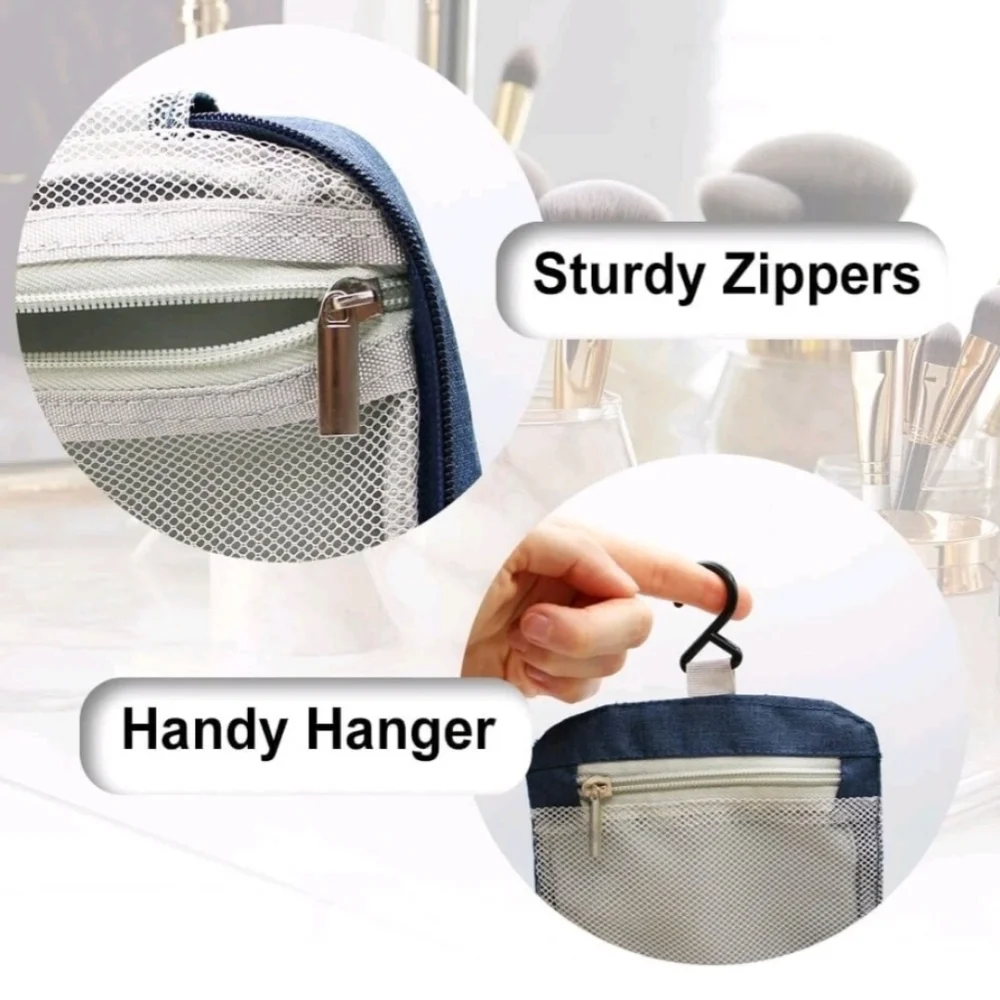 Hanging Travel Makeup And Toiletries Bag for Women and Men Navy Blue NEW